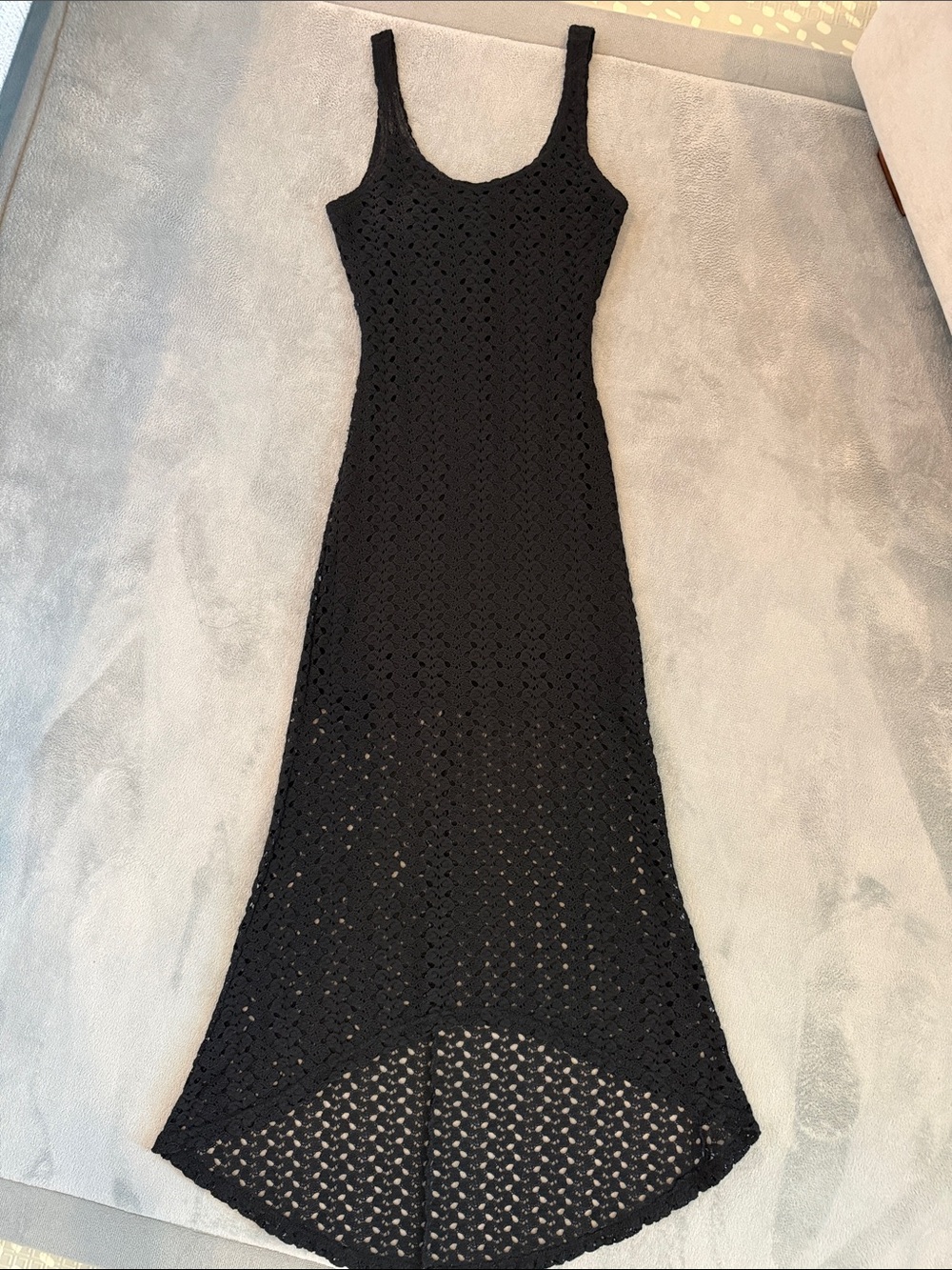 Black Crochet Scoop Neck Maxi Dress
